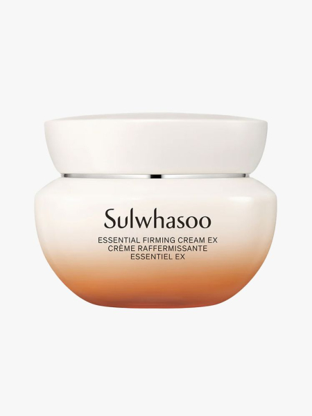 Sulwhasoo Essential Firming Cream in branded tub component on a light gray background